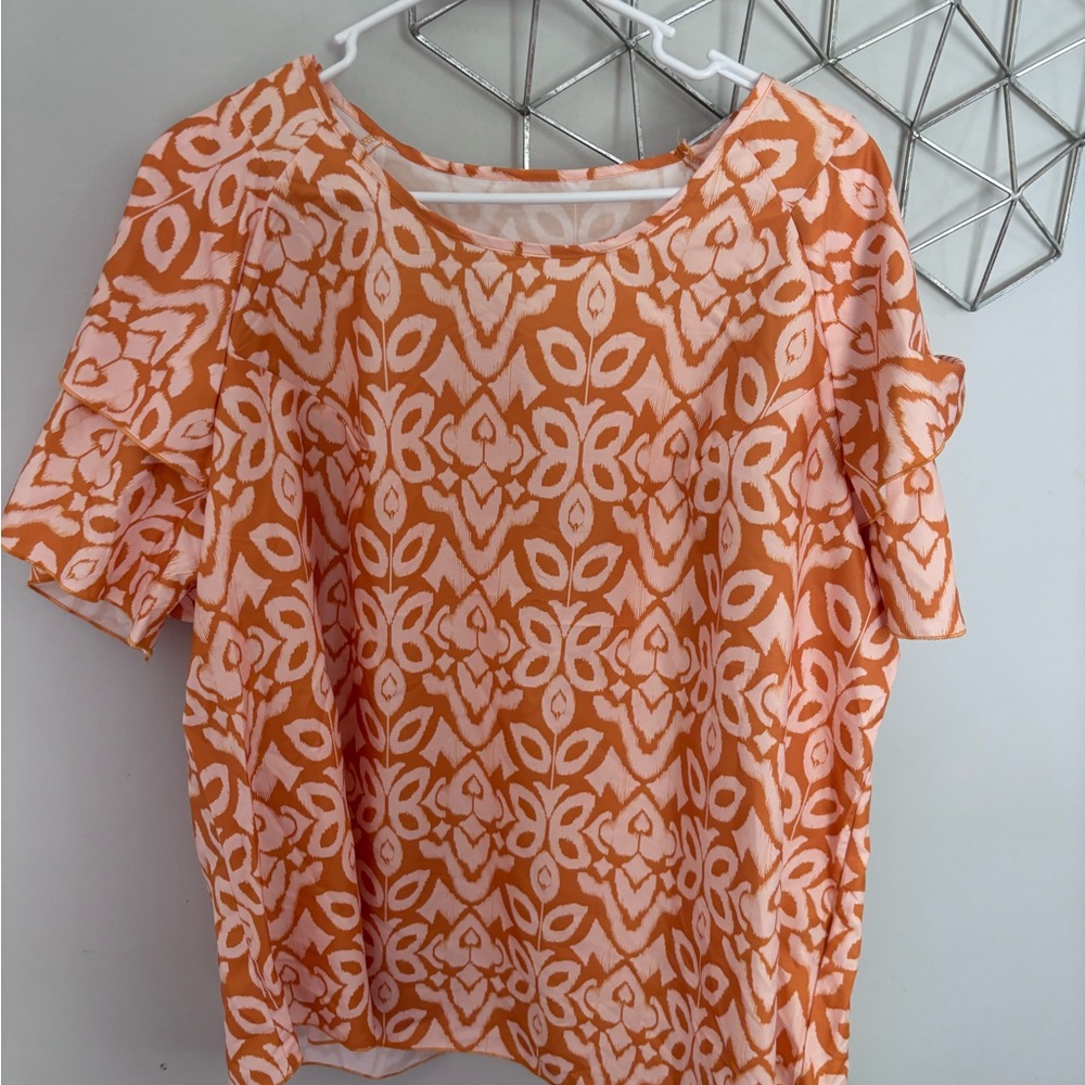 Orange Patterned Women's Top